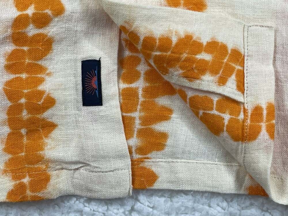 New Faherty Shibori Palma Linen Shirt Camp Citrus Valley/Orange Cream NWT $168 - Picture 8 of 16